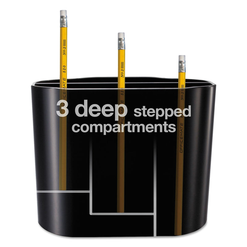 Officemate Double Supply Organizer, 11-Compartment, 6 1/2w x 4 3/4d x 5 3/4h, Black (OIC22822)
