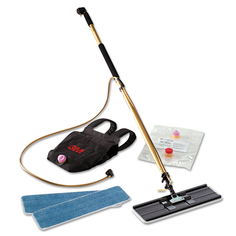 3M™ Easy Shine Applicator Kit, 18" Wide White Microfiber Head, 43" to 63" Gold/Black Aluminum  Handle (MMM55433)