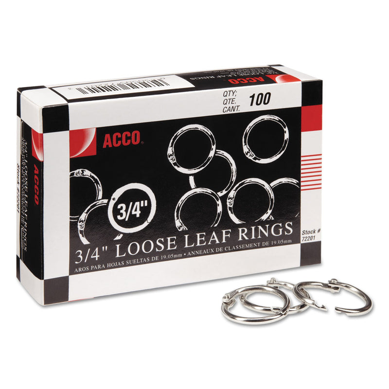 ACCO Metal Book Rings, 3/4" Diameter, 100 Rings/Box (ACC72201)