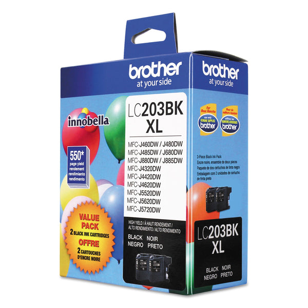 Brother LC2032PKS Innobella High-Yield Ink, 550 Page-Yield, Black, 2/PK (BRTLC2032PKS)