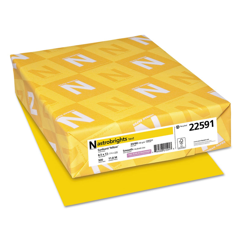 Astrobrights® Color Paper, 24 lb, 8.5 x 11, Sunburst Yellow, 500/Ream (WAU22591)