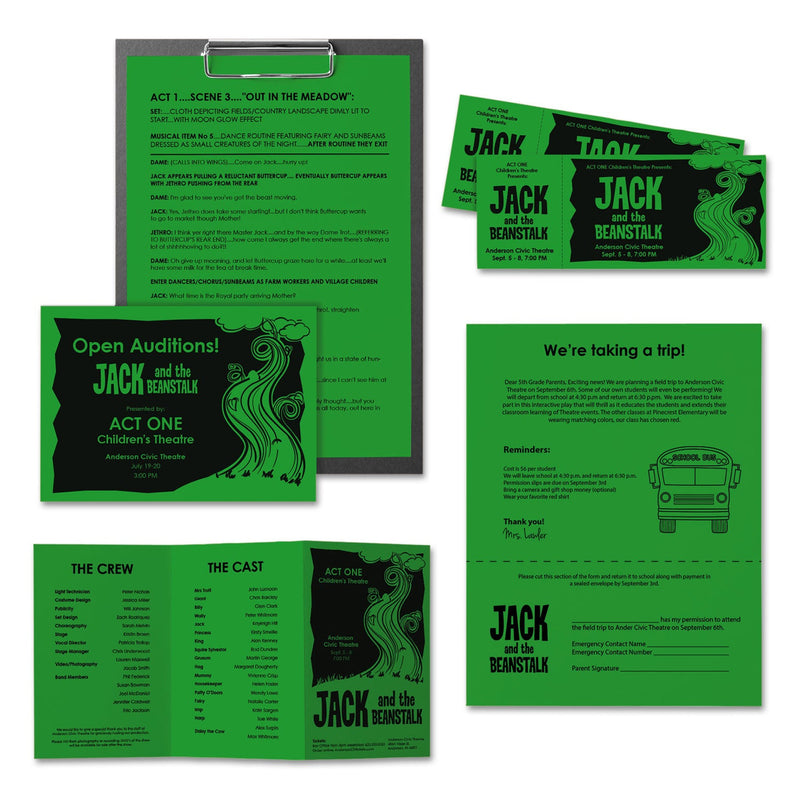Astrobrights® Color Paper, 24 lb, 8.5 x 11, Gamma Green, 500/Ream (WAU22541)
