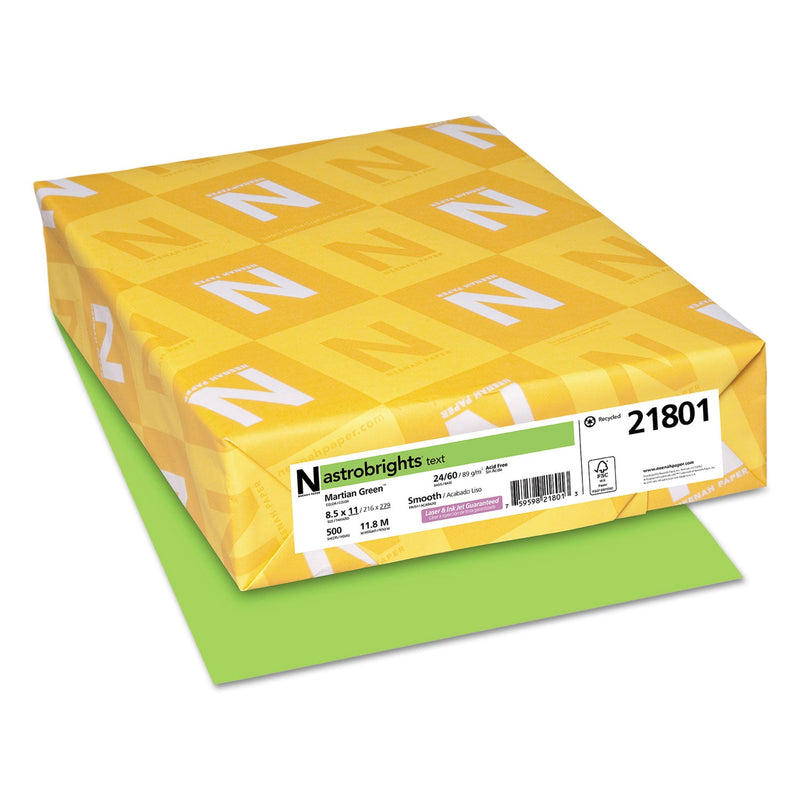 Astrobrights® Color Paper, 24 lb, 8.5 x 11, Martian Green, 500/Ream (WAU21801)