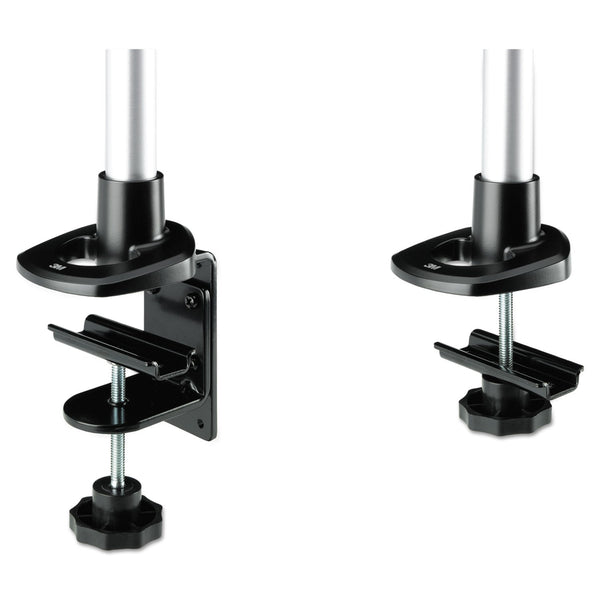 3M™ Dual Monitor Swivel Arm, 360 Degree Rotation, +15 Degree/-90 Degree Tilt, 180 Degree Pan, Black/Gray, Supports 30 lb (MMMMA140MB)