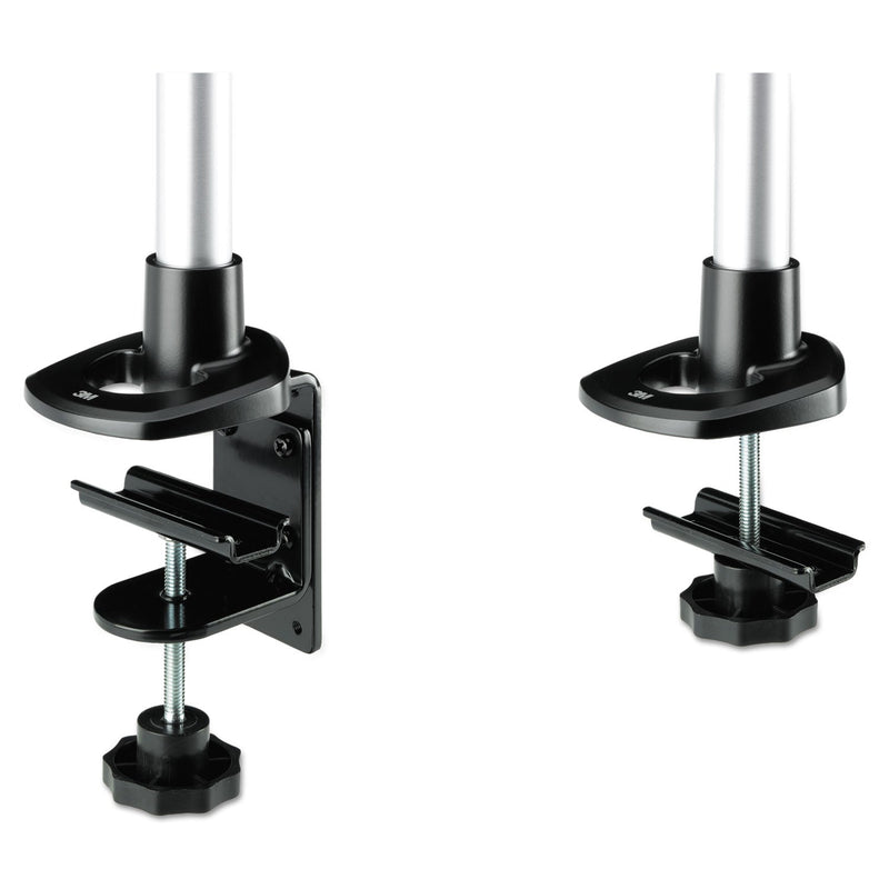 3M™ Dual Monitor Swivel Arm, 360 Degree Rotation, +15 Degree/-90 Degree Tilt, 180 Degree Pan, Black/Gray, Supports 30 lb (MMMMA140MB)