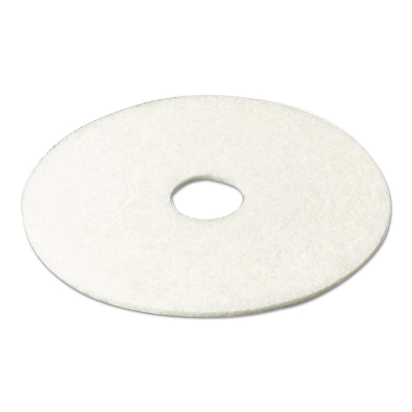 3M™ Low-Speed Super Polishing Floor Pads 4100, 13" Diameter, White, 5/Carton (MMM08477)