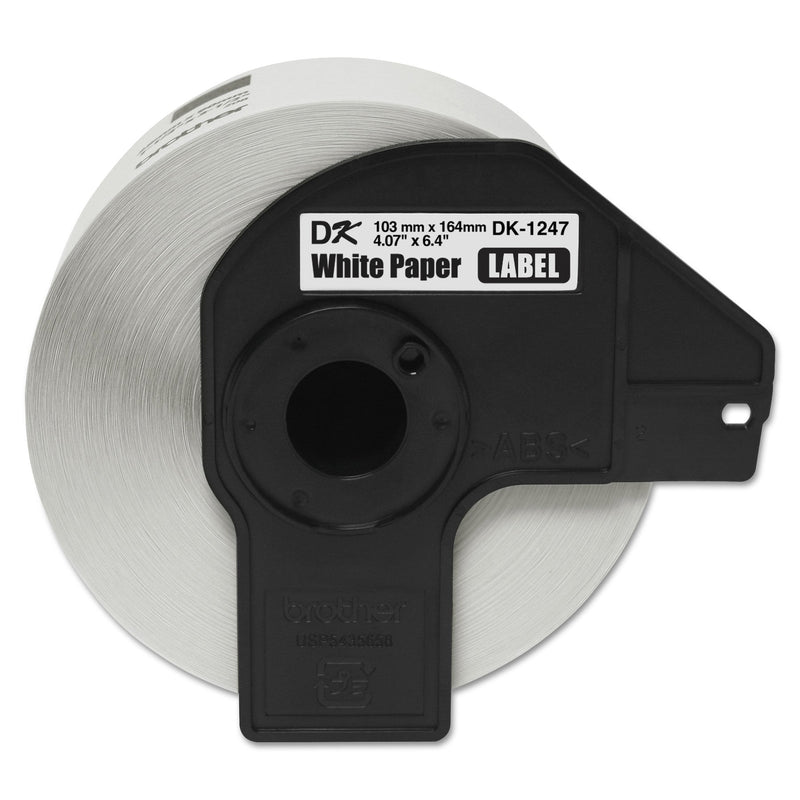 Brother DK1247 Label Tape, 4.07" x 6.4", Black on White, 180/Roll (BRTDK1247)