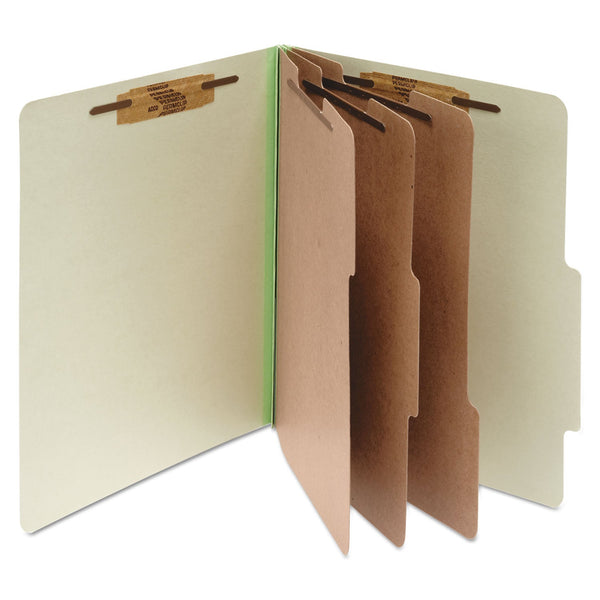ACCO Pressboard Classification Folders, 3 Dividers, Letter Size, Leaf Green, 10/Box (ACC15048)