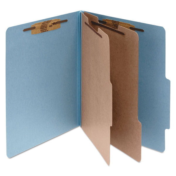 ACCO Pressboard Classification Folders, 2 Dividers, Letter Size, Sky Blue, 10/Box (ACC15026)