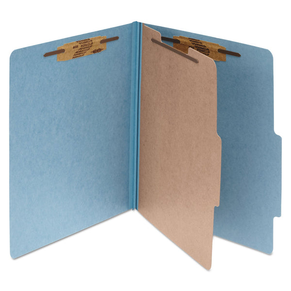 ACCO Pressboard Classification Folders, 1 Divider, Letter Size, Sky Blue, 10/Box (ACC15024)
