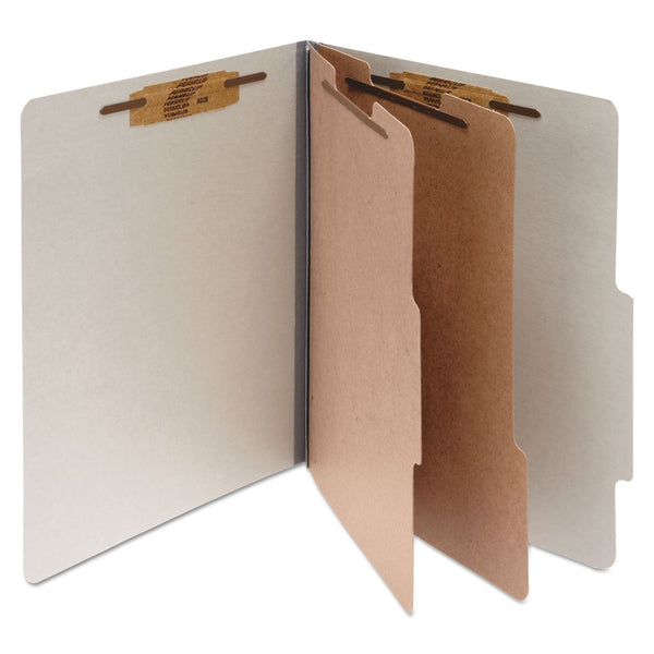 ACCO Pressboard Classification Folders, 2 Dividers, Letter Size, Mist Gray, 10/Box (ACC15056)