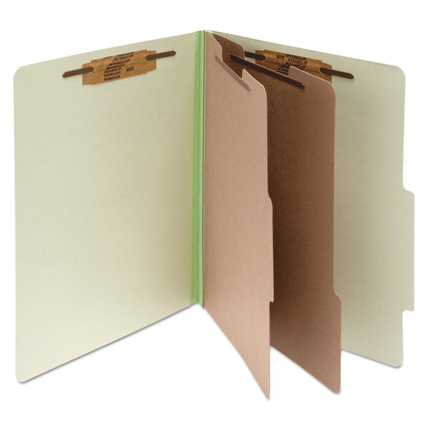 ACCO Pressboard Classification Folders, 2 Dividers, Letter Size, Leaf Green, 10/Box (ACC15046)