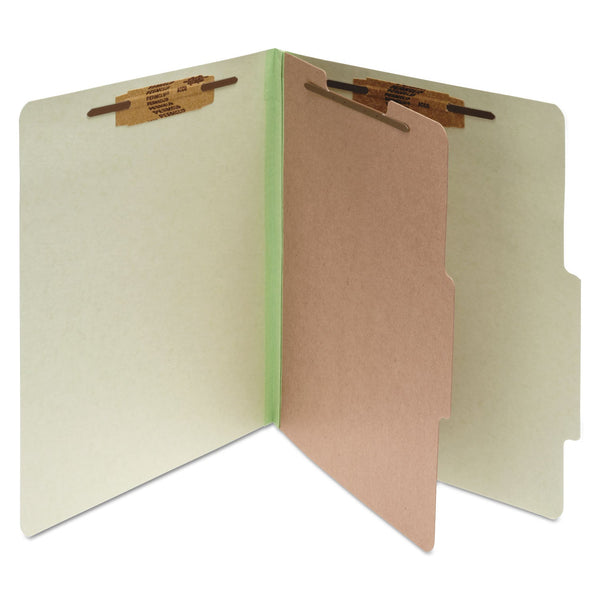 ACCO Pressboard Classification Folders, 1 Divider, Letter Size, Leaf Green, 10/Box (ACC15044)