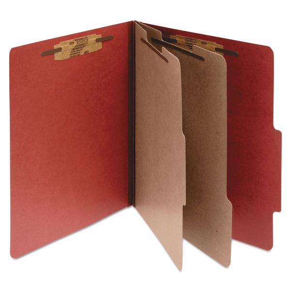 ACCO Pressboard Classification Folders, 2 Dividers, Letter Size, Earth Red, 10/Box (ACC15036)