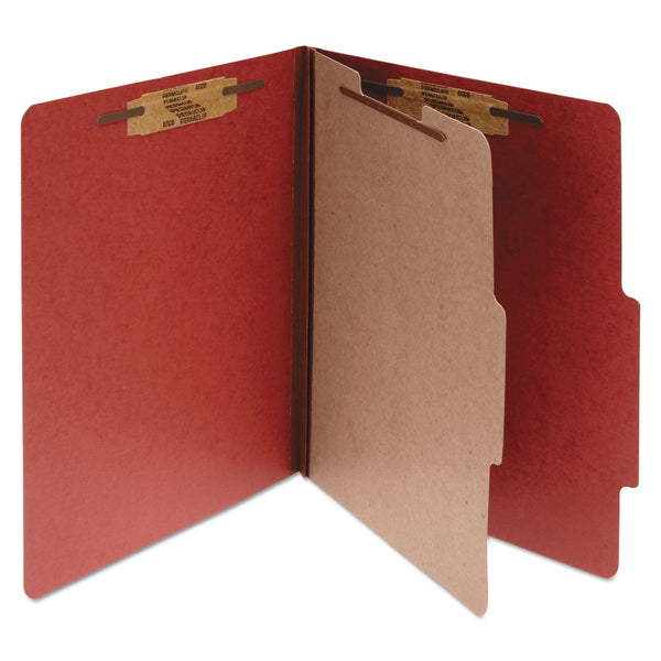 ACCO Pressboard Classification Folders, 1 Divider, Letter Size, Earth Red, 10/Box (ACC15034)