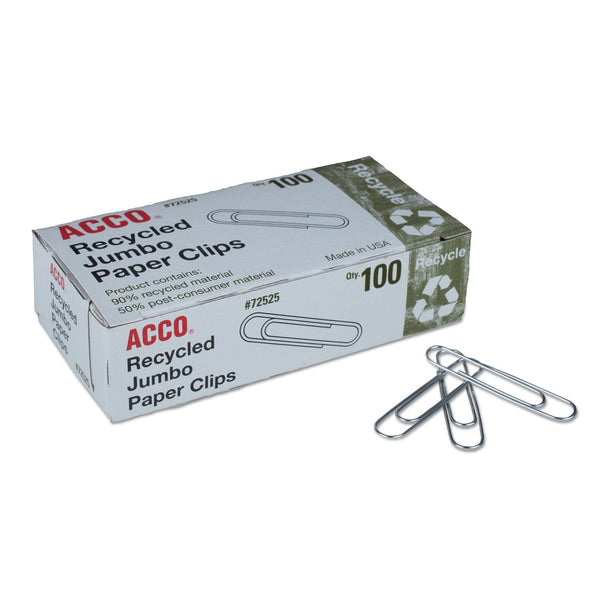 ACCO Paper Clips, Jumbo, Silver, 100/Box, 10 Pack/Box (ACC72525PK)