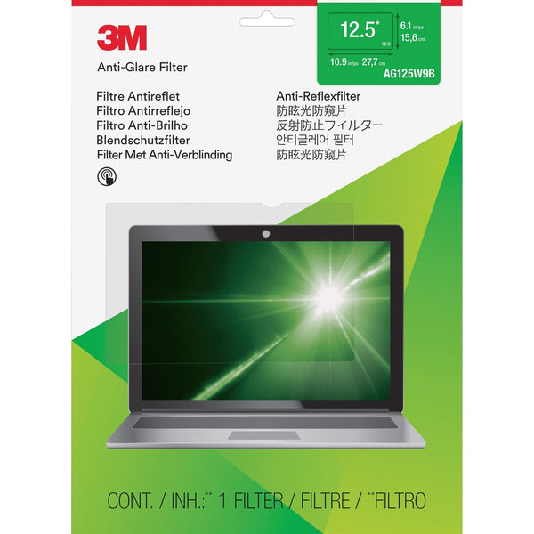 3M™ Antiglare Frameless Filter for 12.5" Widescreen Laptop, 16:9 Aspect Ratio (MMMAG125W9)