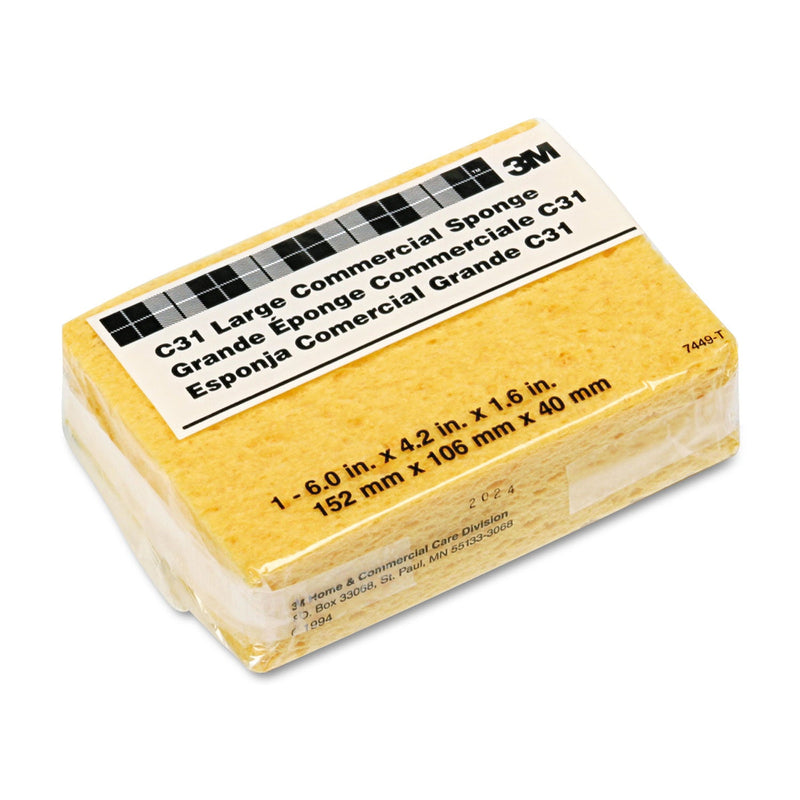 3M™ Commercial Cellulose Sponge, Yellow, 4.25 x 6, 1.6" Thick, Yellow (MMMC31)