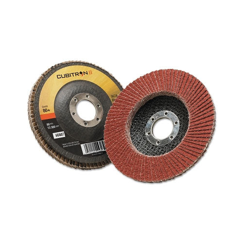 3M™ Cubitron II™ Flap Disc 967A, 4-1/2 in dia, 80 Grit, 7/8 in Arbor, 13,300 RPM, Type 27 (405-051141-55607)