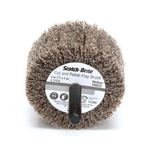 3M™ Cut and Polish Flap Brush, 2 in x 1/4 in, Medium, Aluminum Oxide, 12000 rpm (405-048011-16622)