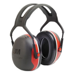 3M™ PELTOR X3A Over-the-Head Earmuffs, 28 dB NRR, Black/Red, 10/Ctn (142-X3A)
