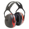 3M™ PELTOR X3A Over-the-Head Earmuffs, 28 dB NRR, Black/Red, 10/Ctn (142-X3A)