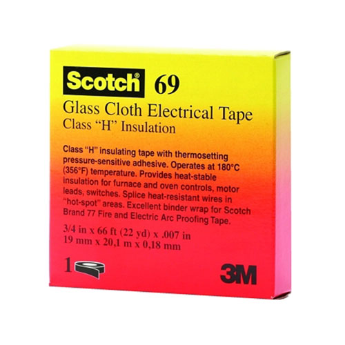 3M™ Scotch® Glass Cloth Electrical Tapes 69, 3/4 in x 66 ft, White (500-099109)