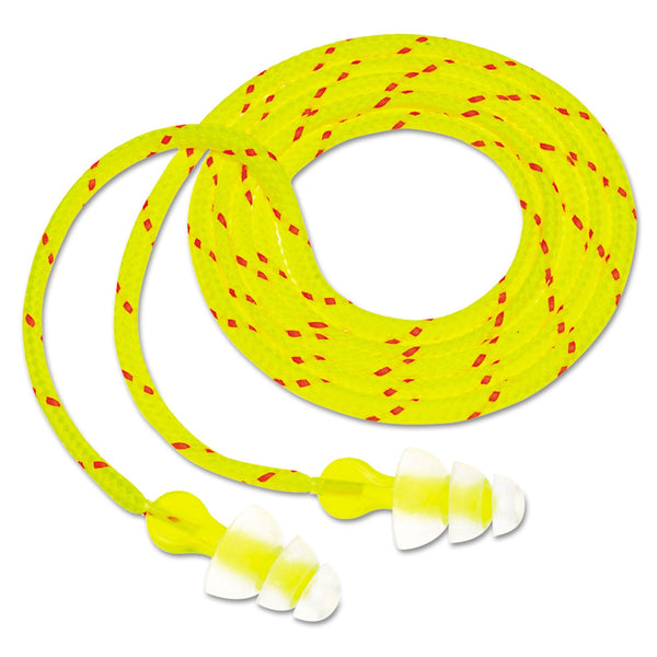 3M™ Tri-Flange Earplugs, Corded, 26 dB NRR, Yellow/Orange, 400 Pairs (MMMP3001)