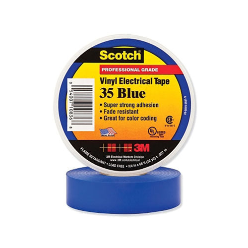 3M™ Vinyl Electrical Color Coding Tape 35, 1/2 in x 20 ft, Blue (500-102403)
