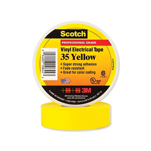 3M™ Vinyl Electrical Color Coding Tape 35, 3/4 in x 66 ft, Yellow (500-108443)