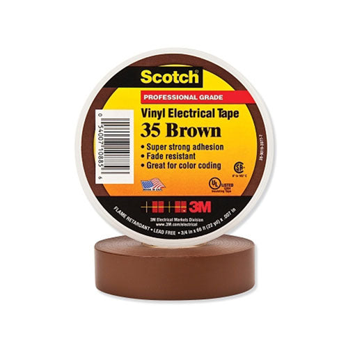 3M™ Vinyl Electrical Color Coding Tape 35, 3/4 in x 66 ft, Brown (500-108856)