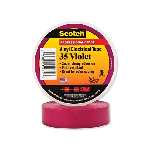 3M™ Vinyl Electrical Color Coding Tape 35, 3/4 in x 66 ft, Violet (500-112716)