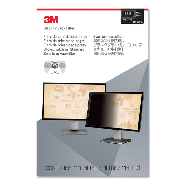3M™ Frameless Blackout Privacy Filter for 23.8" Widescreen Monitor, 16:9 Aspect Ratio (MMMPF238W9)