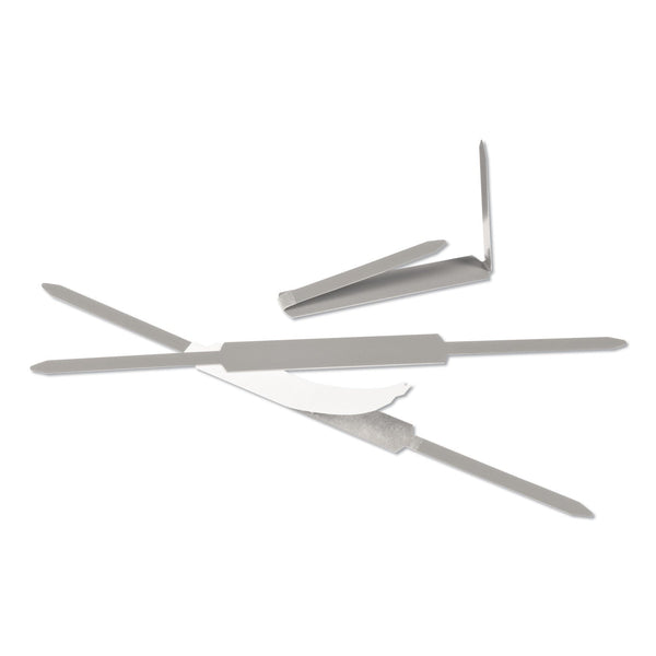 ACCO Self-Adhesive Paper Fasteners, 1" Capacity, 2.75" Center to Center, Silver, 100/Box (ACC70010)