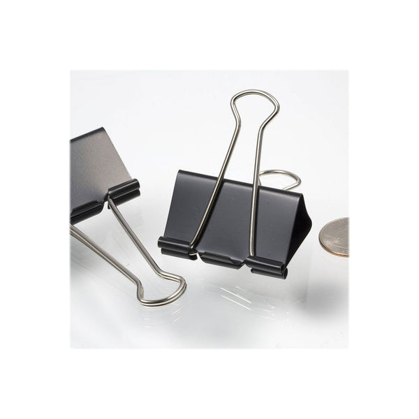 Officemate Binder Clips, Large, 2&quot;Wide, 1&quot; Cap, Black/Silver (OIC99100)