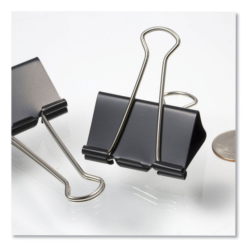 Officemate Binder Clips, Large, 2&quot;Wide, 1&quot; Cap, Black/Silver (OIC99100)