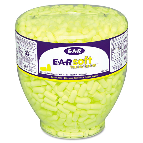 3M™ E-A-Rsoft Neon Tapered Earplug Refill, Cordless, Yellow, 500/Box (MMM3911004)