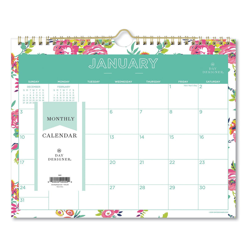 Blue Sky® Day Designer Peyton Wall Calendar, Floral Artwork, 11 x 8.75, White/Multicolor Sheets, 12-Month (Jan to Dec): 2025 (BLS103629)