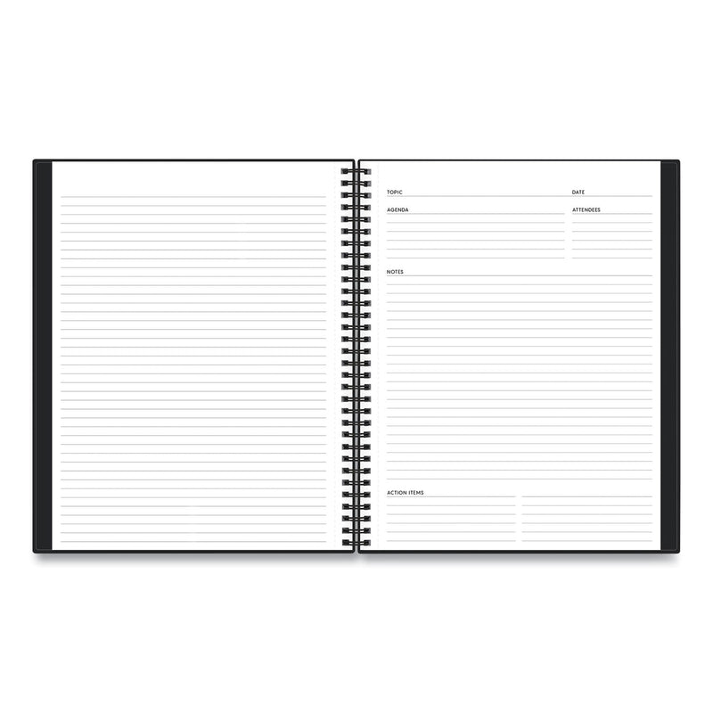 Blue Sky® Aligned Business Notebook, 1-Subject, Meeting-Minutes/Notes Format with Narrow Rule, Black Cover, (78) 11 x 8.5 Sheets (BLS121454)