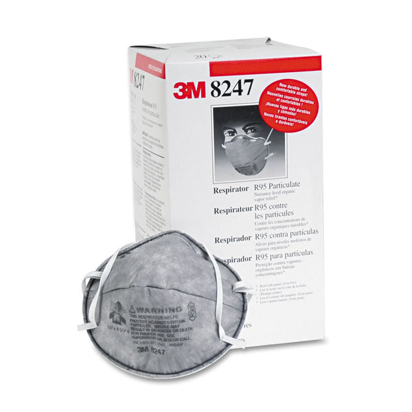 3M™ R95 Particulate Respirator w/Nuisance-Level Organic Vapor Relief, 20/Box (MMM8247) (142-8247)
