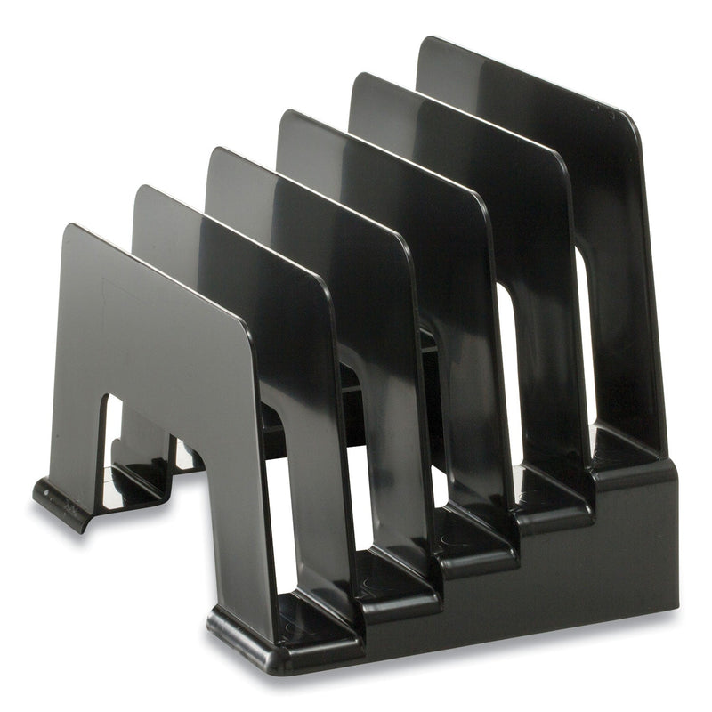 Officemate Recycled Incline Mail Sorter, 5 Sections, Envelopes, 8 x 5.5 x 6, Black (OIC26002)