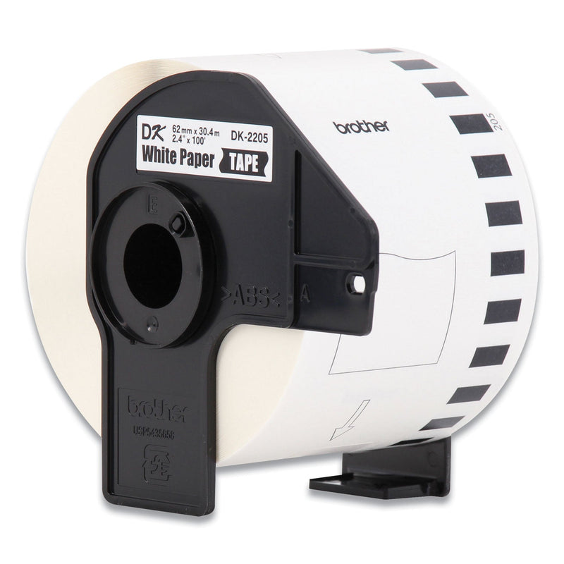 Brother Continuous Paper Label Tape, 2.4" x 100 ft, White, 3 Rolls/Pack (BRTDK22053PK)