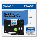 Brother TZe Standard Adhesive Laminated Labeling Tape, 1.4" x 26.2 ft, Black on Blue (BRTTZE561CS)