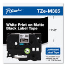 Brother TZe Standard Adhesive Laminated Labeling Tape, 1.4" x 26.2 ft, White on Matte Black (BRTTZEM365)