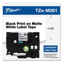 Brother TZe Standard Adhesive Laminated Labeling Tape, 1.4" x 26.2 ft, Black on Matte White (BRTTZEM261)