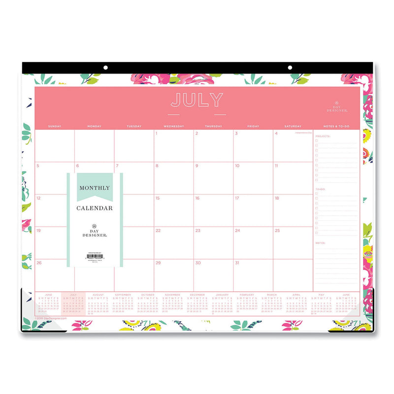 Blue Sky® Day Designer Peyton Academic Desk Pad, Floral Artwork, 22 x 17, Black Binding, Clear Corners, 12-Month (July-June): 2024-2025 (BLS107938)