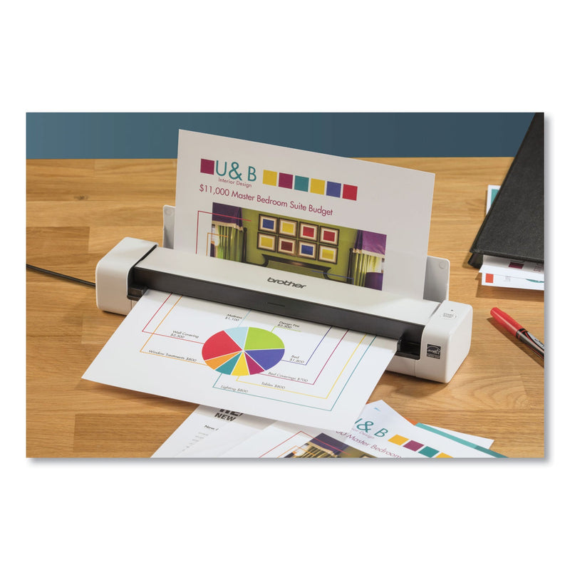 Brother DS-740D Duplex Compact Mobile Document Scanner, 600 dpi Optical Resolution, 1-Sheet Duplex Auto Document Feeder (BRTDS740D)