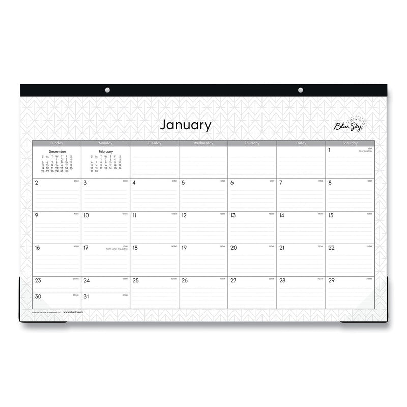 Blue Sky® Enterprise Desk Pad, Geometric Artwork, 17 x 11, White/Gray Sheets, Black Binding, Clear Corners, 12-Month (Jan to Dec): 2025 (BLS111293)