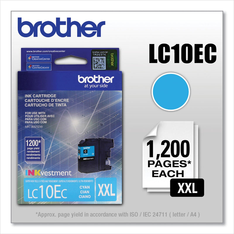 Brother LC10EC INKvestment Super High-Yield Ink, 1200 Page-Yield, Cyan (BRTLC10EC)