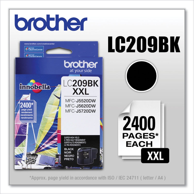 Brother LC209BK Innobella Super High-Yield Ink, 2400 Page-Yield, Black (BRTLC209BK)